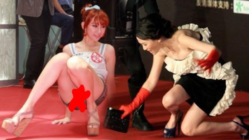 美女穿高跟鞋尴尬出糗瞬间